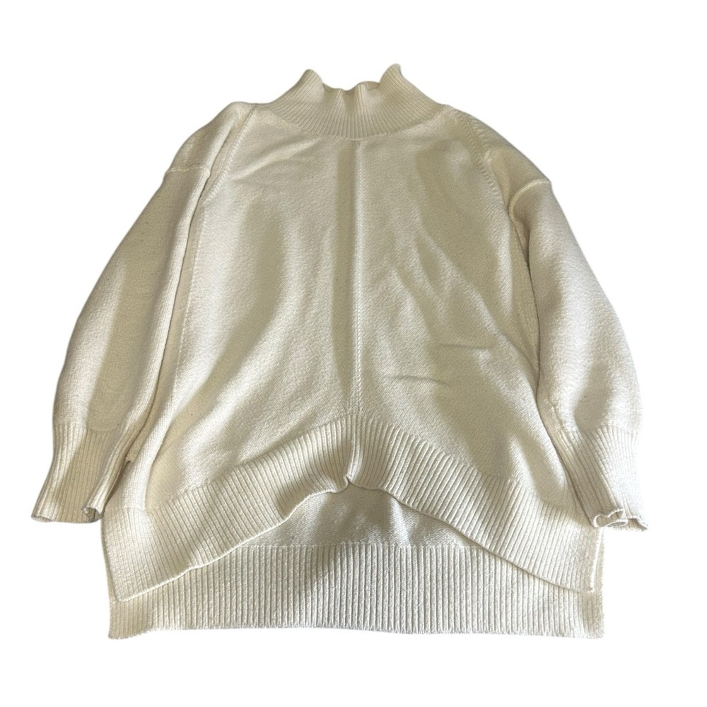 Anthro Maeve White Ribbed Mockneck High Low Sweater Tunic Size Small - Picture 3 of 8